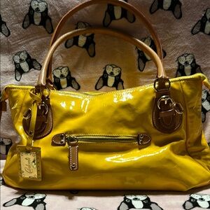 Cavalanti Yellow Patent Leather Tote Bag